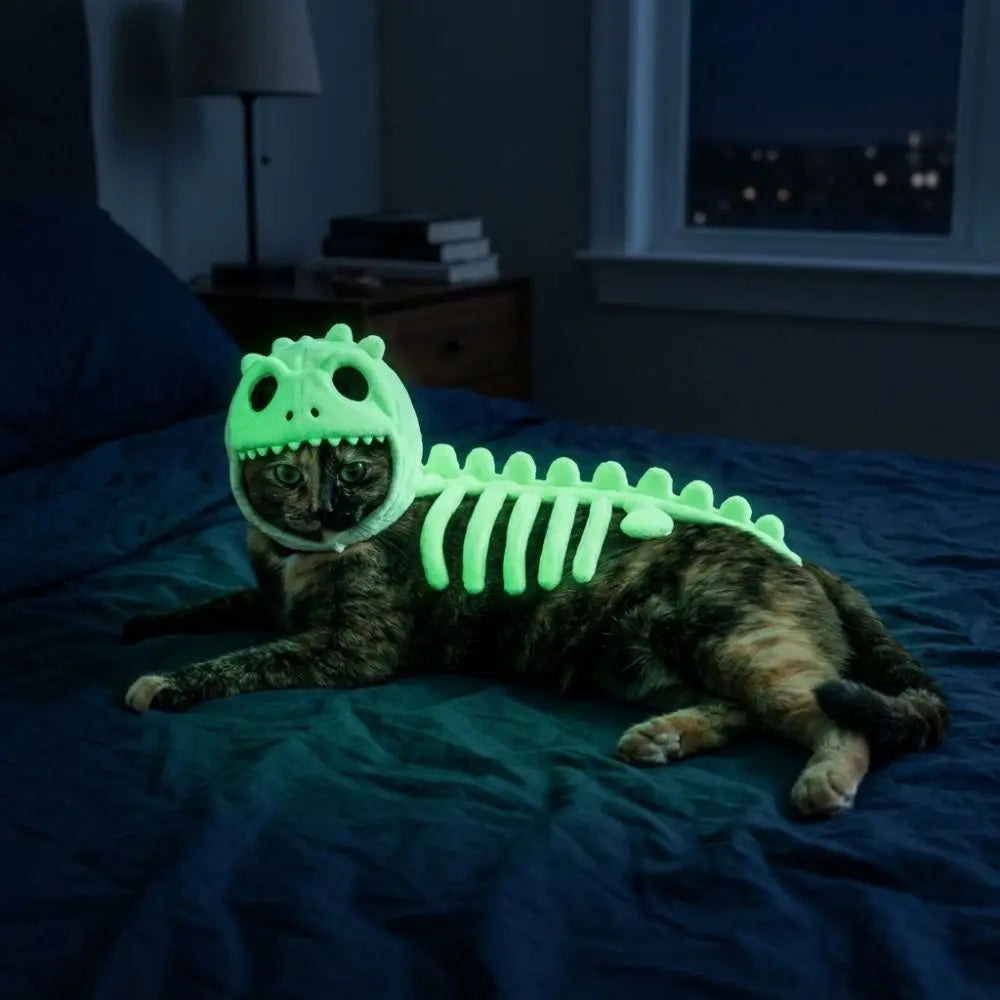 The GlowRex™ — Glow-in-the-Dark Dino Costume for Cats & Small Dogs